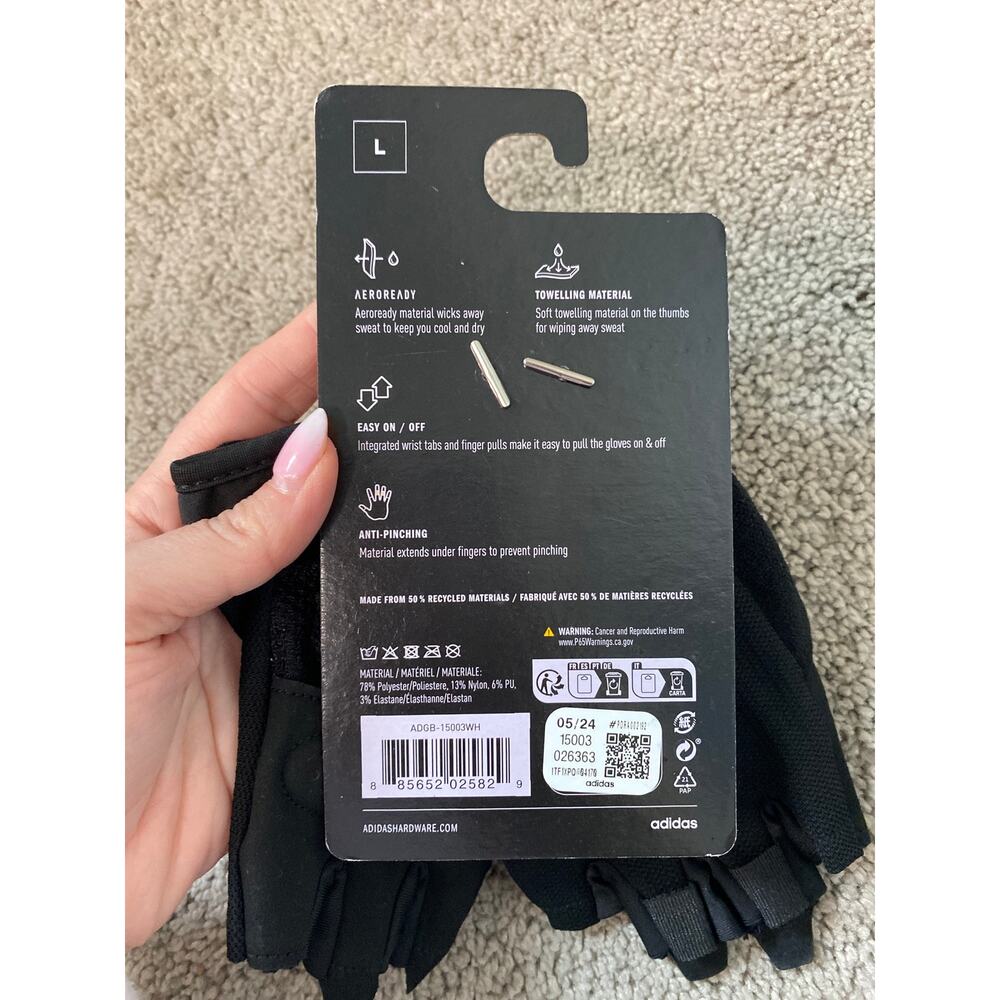 New Adidas Essential Training Gloves Weight Lifting Gym Fitness Size Large NWT - Picture 2 of 2